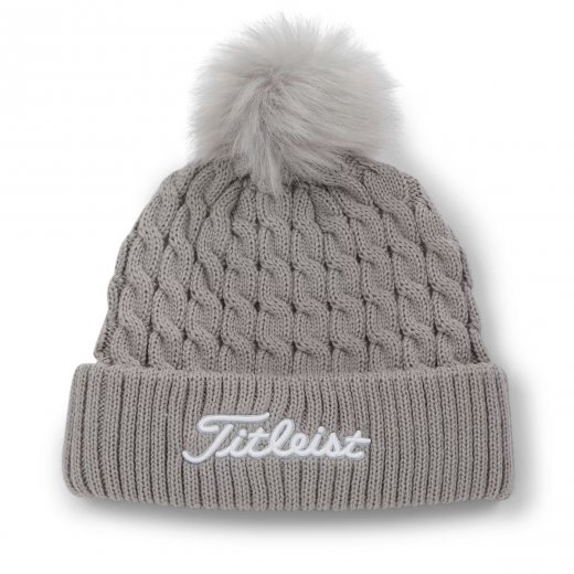 Titleist - Cable Knit Pom Pom - Beanie - Light Grey/White